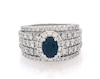 Thumbnail Image 1 of Previously Owned Oval-Cut Blue Sapphire & Diamond Bridal Set 2-1/5 ct tw 14K White Gold Size 8