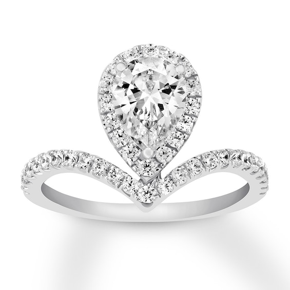 Previously Owned Diamond Engagement Ring 1-1/8 ct tw Pear/Round 14K White Gold