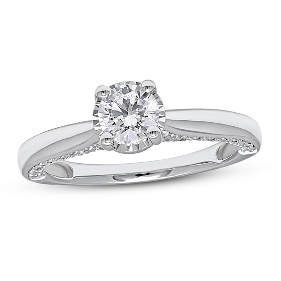 Previously Owned Diamond Solitaire Engagement Ring 1 ct tw Round-cut 10K White Gold (J/I3)