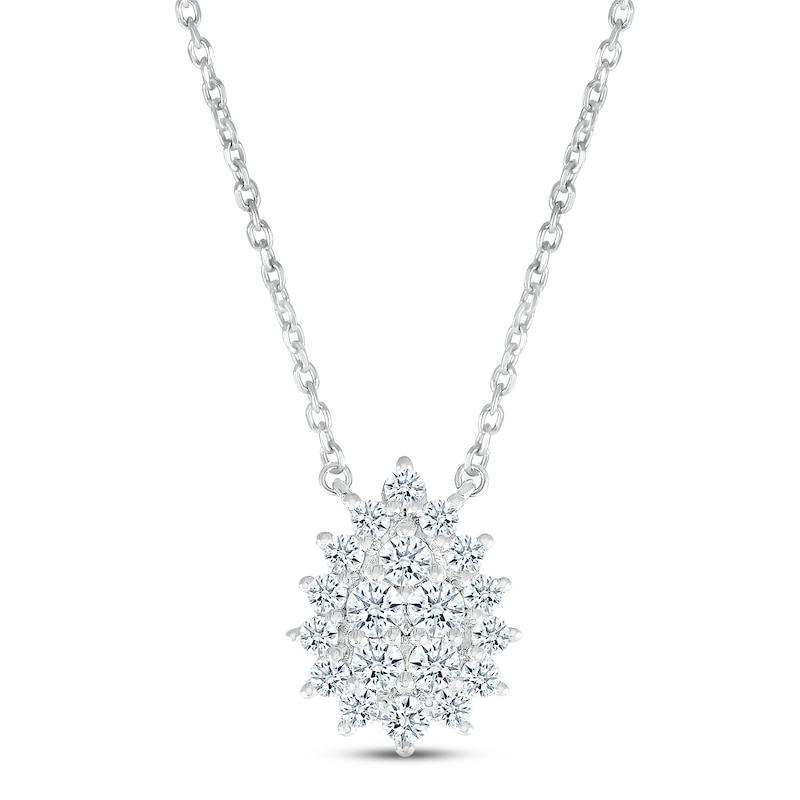 Main Image 1 of Previously Owned Diamond Teardrop Necklace 1/2 ct tw Round-cut 14K White Gold 18&quot;