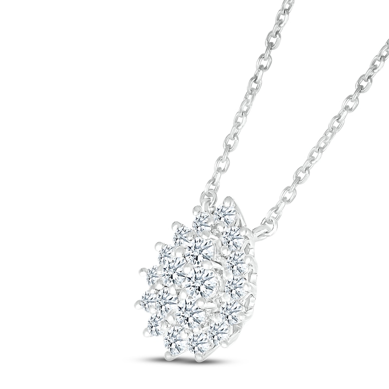 Main Image 2 of Previously Owned Diamond Teardrop Necklace 1/2 ct tw Round-cut 14K White Gold 18&quot;