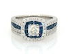 Thumbnail Image 1 of Previously Owned Round-Cut Diamond & Blue Sapphire Halo Bridal Set 1 ct tw 14K White Gold Size 6