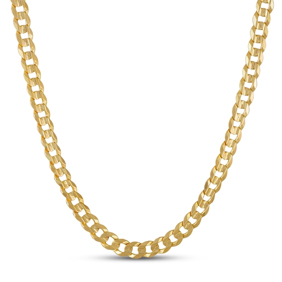 Previously Owned Italian Solid Flat Curb Chain Necklace 10K Yellow Gold 24"