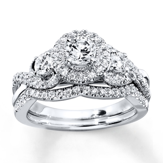 Previously Owned Diamond Bridal Set 1 ct tw Round-cut 14K White Gold Size 8.5
