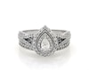 Thumbnail Image 1 of Previously Owned Pear-Shaped Diamond Double Halo Bridal Set 1-1/5 ct tw 14K White Gold Size 9.75