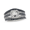 Thumbnail Image 0 of Previously Owned Black & White Diamond Bridal Set 1-1/3 ct tw Princess & Round-Cut 14K White Gold Size 6.5