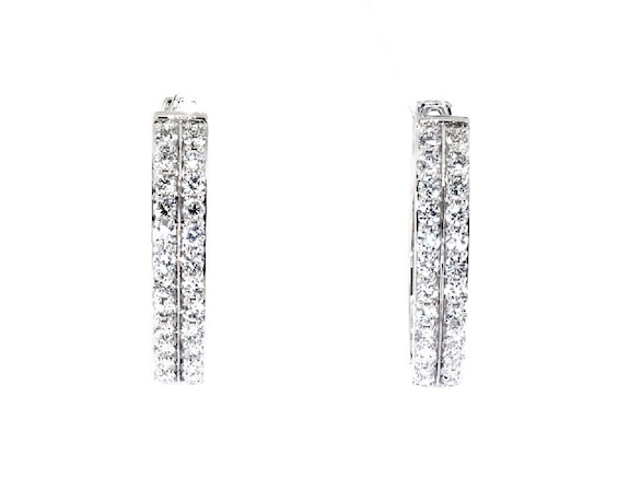 Previously Owned Lab-Created Diamonds by KAY Hoop Earrings 1 ct tw 14K White Gold