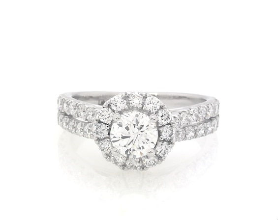 Previously Owned Lab-Created Diamonds by KAY Round-Cut Halo Engagement Ring 1-1/4 ct tw 14K White Gold