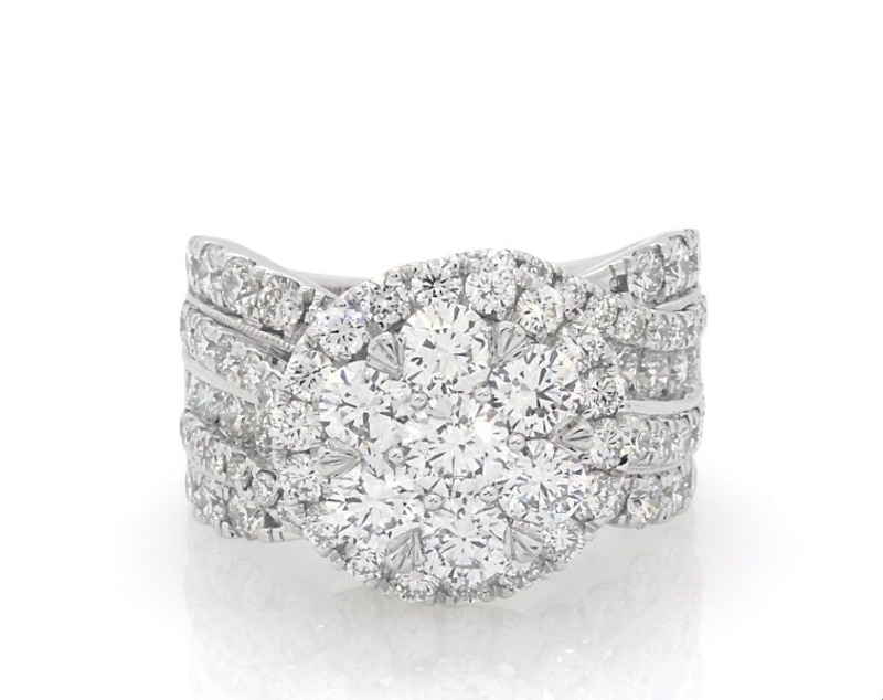 Main Image 1 of Previously Owned Lab-Grown Diamonds by KAY Multi-Diamond Center Engagement Ring 5 ct tw Round-cut 14K White Gold