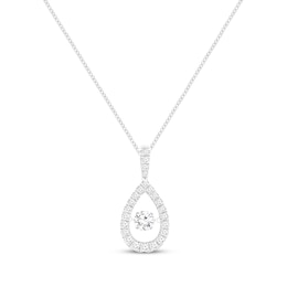 Previously Owned Unstoppable Love Lab-Grown diamond Teardrop Necklace 1-1/2 ct tw 14K White Gold 19”