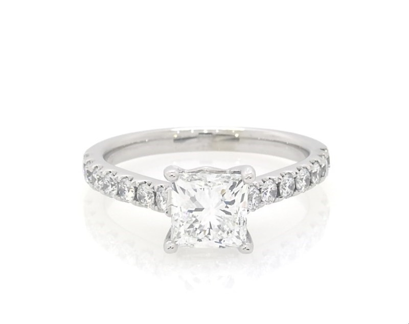 Main Image 1 of Previously Owned THE LEO Legacy Lab-Grown Diamond Princess-Cut Engagement Ring 1-7/8 ct tw 14K White Gold