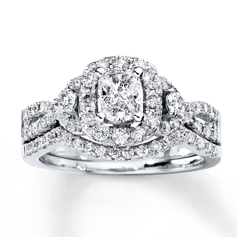 Main Image 1 of Previously Owned Multi-Diamond Bridal Set 1-1/4 ct tw 14K White Gold Size 5.5