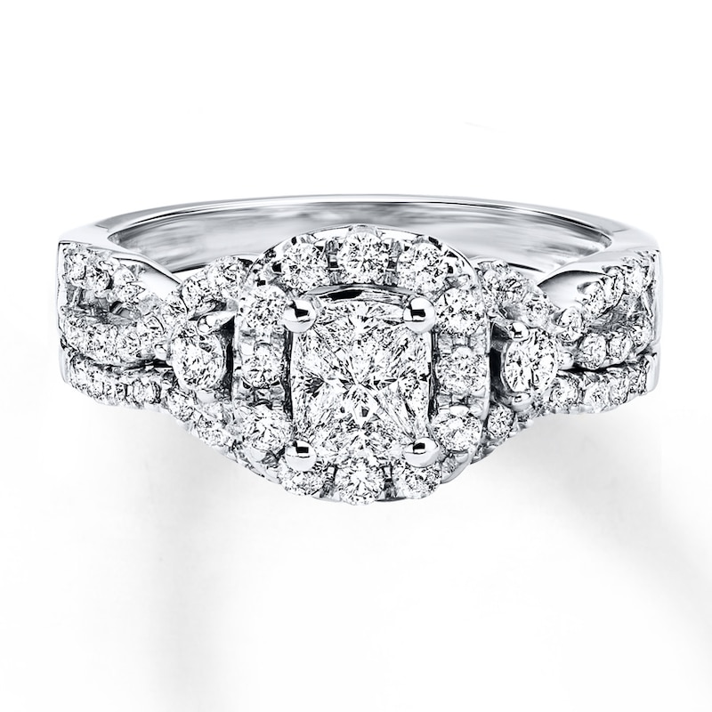 Main Image 4 of Previously Owned Multi-Diamond Bridal Set 1-1/4 ct tw 14K White Gold Size 5.5