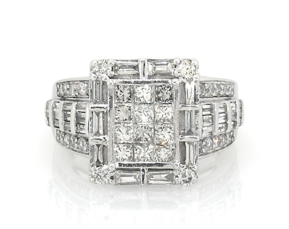 Previously Owned Multi-Diamond Halo Engagement Ring 2 ct tw 14K White Gold