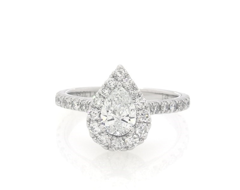 Previously Owned Neil Lane Pear-Shaped Diamond Halo Engagement Ring 1 ct tw 14K White Gold Size 4.5