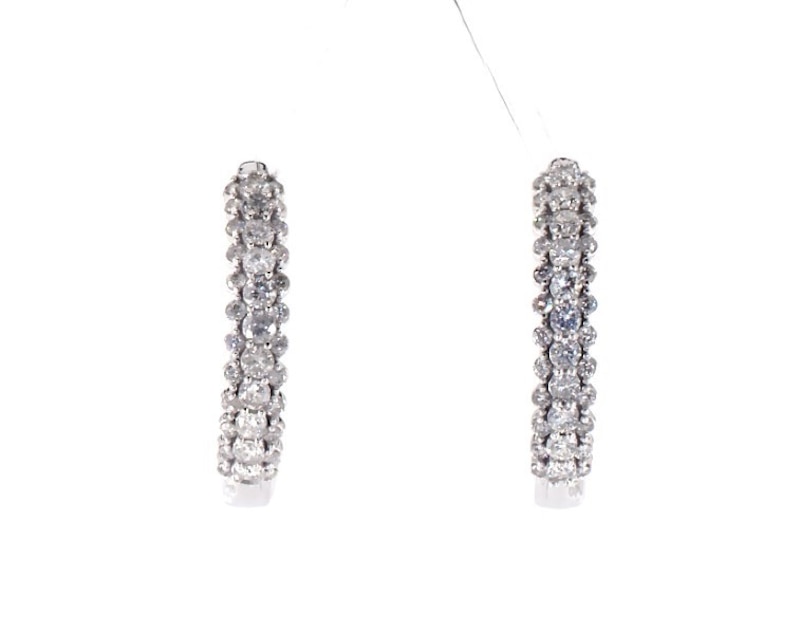 Previously Owned Diamond Hoop Earrings 1 ct tw 10K White Gold