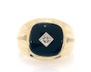 Thumbnail Image 0 of Previously Owned Men's Cushion-Cut Black Onyx & Diamond Accent Signet Ring 14K Yellow Gold