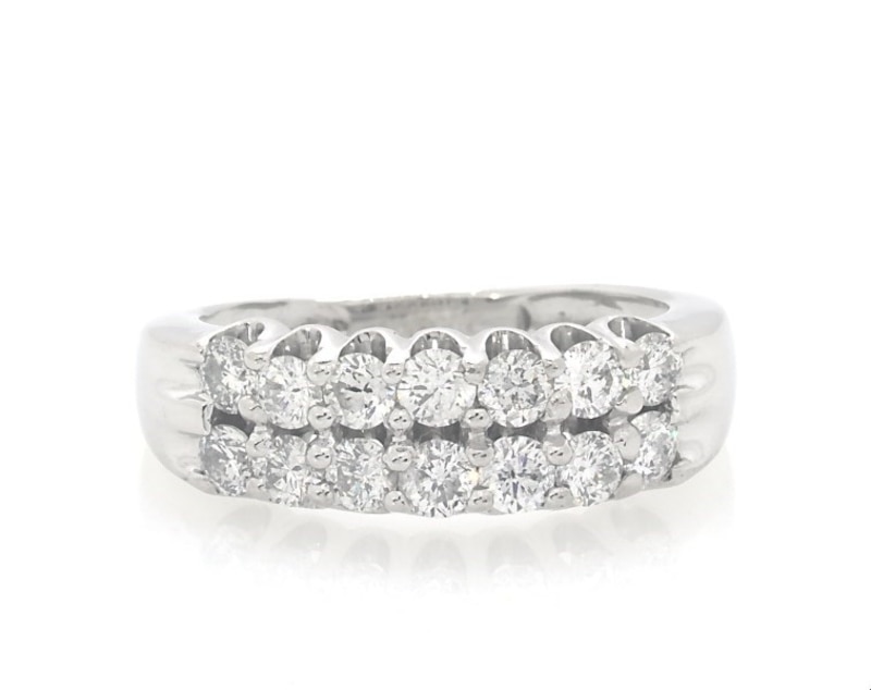 Main Image 1 of Previously Owned Diamond Anniversary Ring 1 ct tw Round-cut 10K White Gold