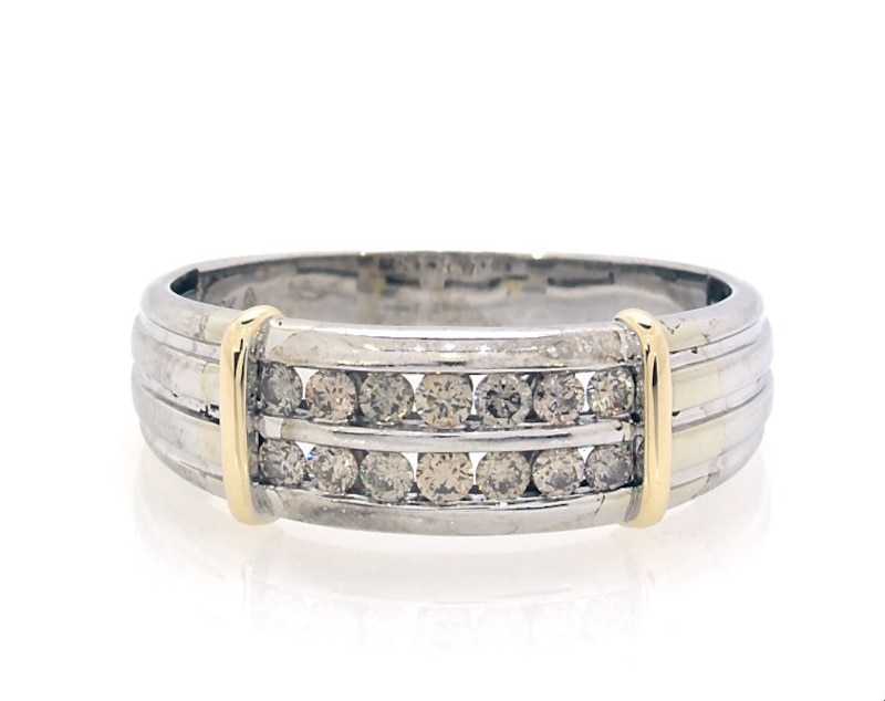 Previously Owned Men's Brown Diamond Wedding Band 1/2 ct tw Round-cut 10K Two-Tone Gold