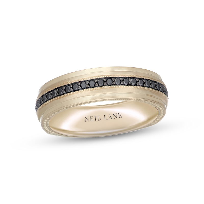 Main Image 1 of Previously Owned Neil Lane Men's Black Diamond Wedding Band 1/4 ct 14K Yellow Gold