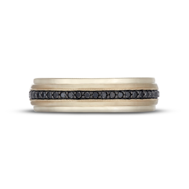 Main Image 3 of Previously Owned Neil Lane Men's Black Diamond Wedding Band 1/4 ct 14K Yellow Gold