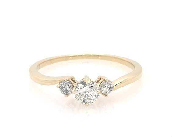 Previously Owned Round Diamond Three-Stone Engagement Ring 1/2 ct tw 14K Yellow Gold