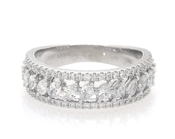 Previously Owned Neil Lane Premiere Diamond Anniversary Ring 1-1/6 ct tw Pear & Round 14K White Gold