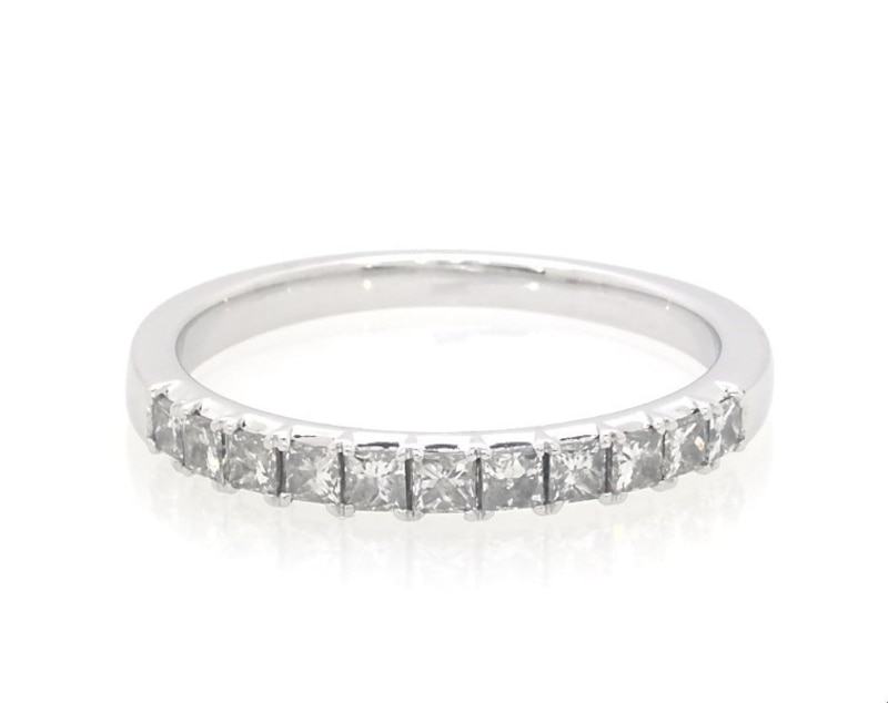 Main Image 1 of Previously Owned Diamond Anniversary Ring 1/2 ct tw Princess-cut 14K White Gold