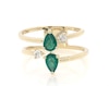 Thumbnail Image 1 of Previously Owned Pear-Shaped Emerald & Diamond Deconstructed Two-Row Ring 1/8 ct tw 10K Yellow Gold