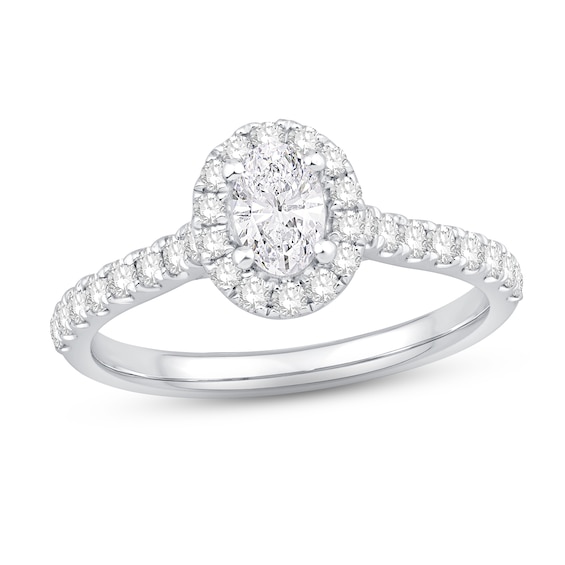 Previously Owned Halo Diamond Engagement Ring 1 ct tw Oval & Round-cut Platinum