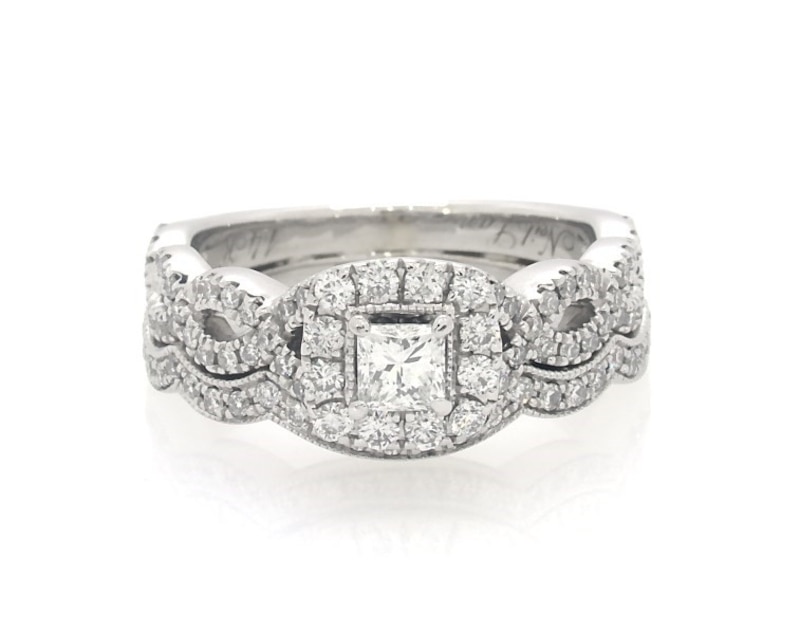 Main Image 1 of Previously Owned Princess-Cut Diamond Bridal Set 3/4 ct tw 14K White Gold Size 5.5