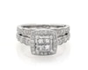 Thumbnail Image 1 of Previously Owned Princess-Cut Quad Diamond Bridal Set 3/4 ct tw 14K White Gold Size 5