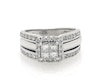 Thumbnail Image 1 of Previously Owned Princess-Cut Quad Diamond Bridal Set 7/8 ct tw 10K & 14K White Gold Size 5