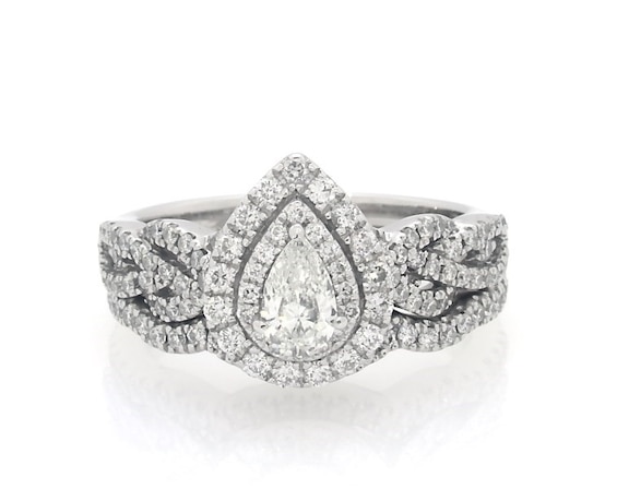 Previously Owned Neil Lane Pear-Shaped Diamond Bridal Set 1 ct tw 14K White Gold Size 6