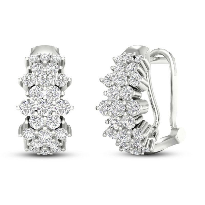 Main Image 1 of Previously Owned Lab-Created Diamonds by KAY Hoop Earrings 2 ct tw 14K White Gold