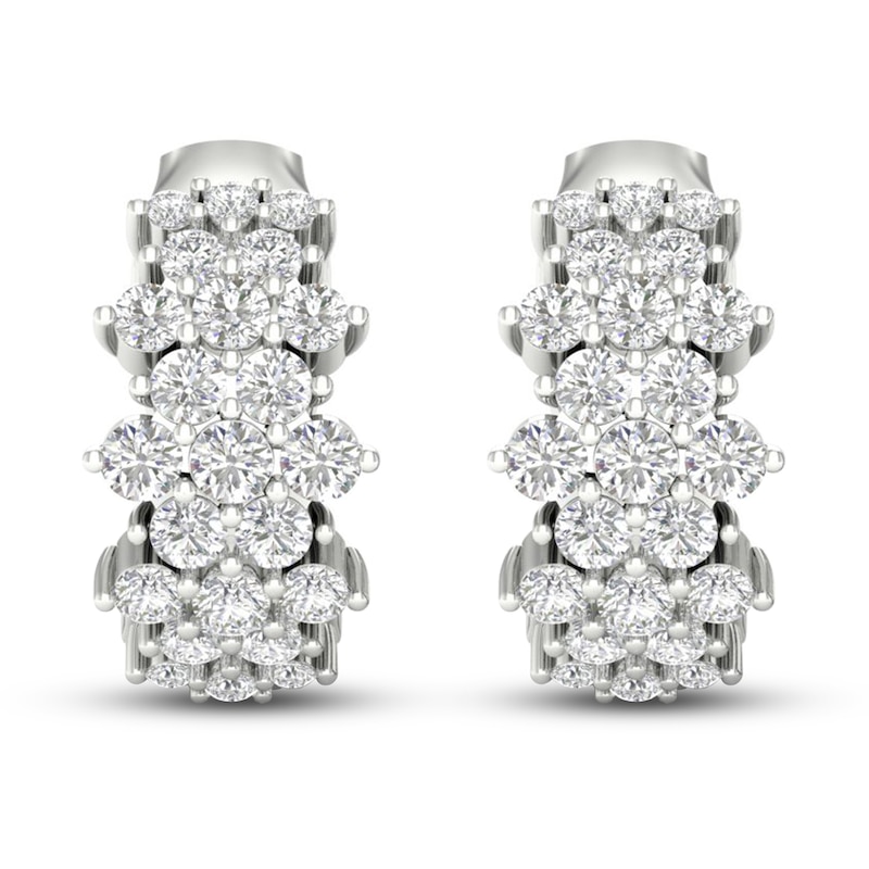 Main Image 4 of Previously Owned Lab-Created Diamonds by KAY Hoop Earrings 2 ct tw 14K White Gold