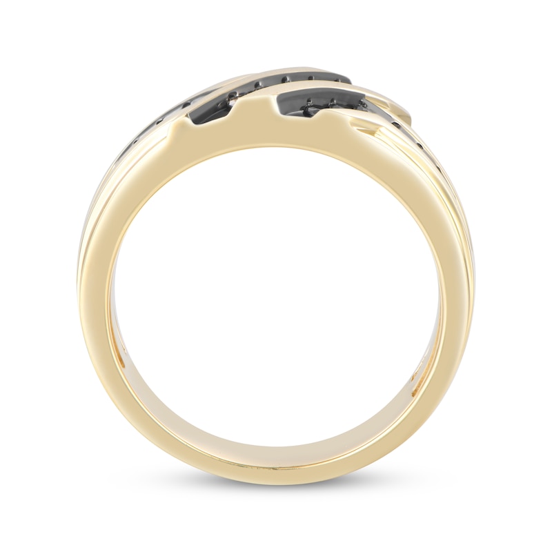 Main Image 3 of Previously Owned Men’s Black & Brown Diamond Wedding Band 1/3 ct tw 10K Yellow Gold