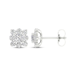 Previously Owned Lab-Grown Diamonds by KAY Princess-Cut Stud Earrings 1 ct tw 14K White Gold