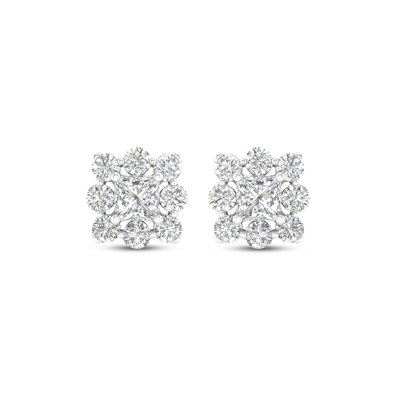 Previously Owned Lab-Grown Diamonds by KAY Princess-Cut Stud Earrings 1 ct tw 14K White Gold