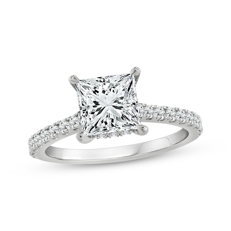 Main Image 1 of Previously Owned Lab-Grown Diamonds by KAY Engagement Ring 1-1/4 ct tw Princess & Round-cut 14K White Gold