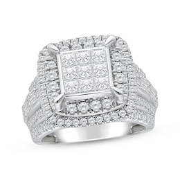 Previously Owned Princess-Cut Multi-Diamond Center Engagement Ring 3 ct tw 10K White Gold