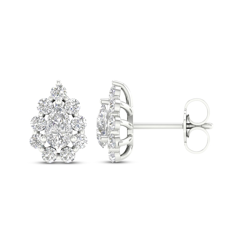 Main Image 1 of Previously Owned  Lab-Grown Diamonds by KAY Pear-Shaped Stud Earrings 1 ct tw 14K White Gold