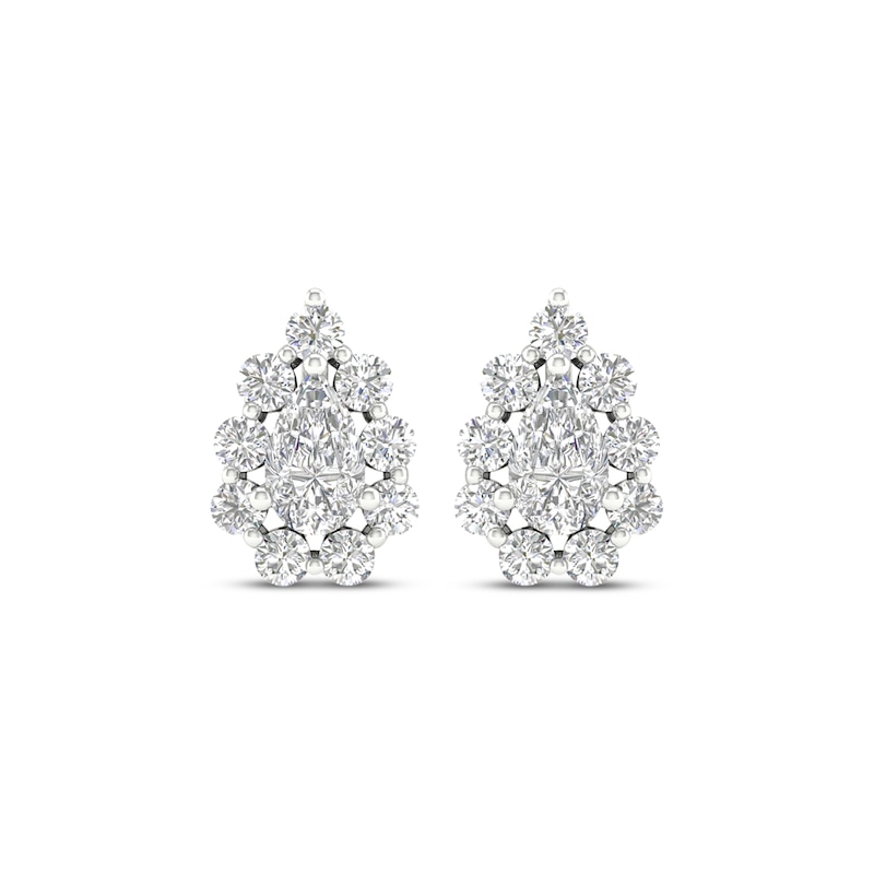 Main Image 2 of Previously Owned  Lab-Grown Diamonds by KAY Pear-Shaped Stud Earrings 1 ct tw 14K White Gold