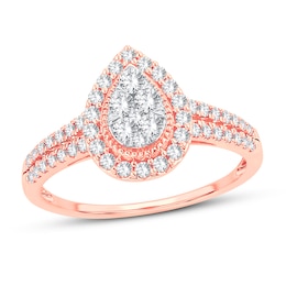 Previously Owned Multi-Stone Diamond Engagement Ring 1/2 ct tw Round-cut 10K Rose Gold