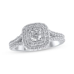 Previously Owned Lab-Grown Diamonds by KAY Cushion Frame Engagement Ring 1 ct tw 14K White Gold