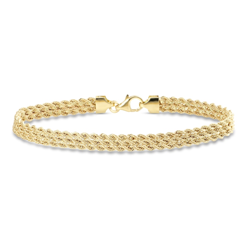 Main Image 1 of Previously Owned Solid Italian Multi Strand Rope Bracelet 14K Yellow Gold 7.5&quot;