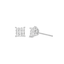 Previously Owned Multi-Diamond Stud Earrings 1/2 ct tw Princess-cut 10K White Gold