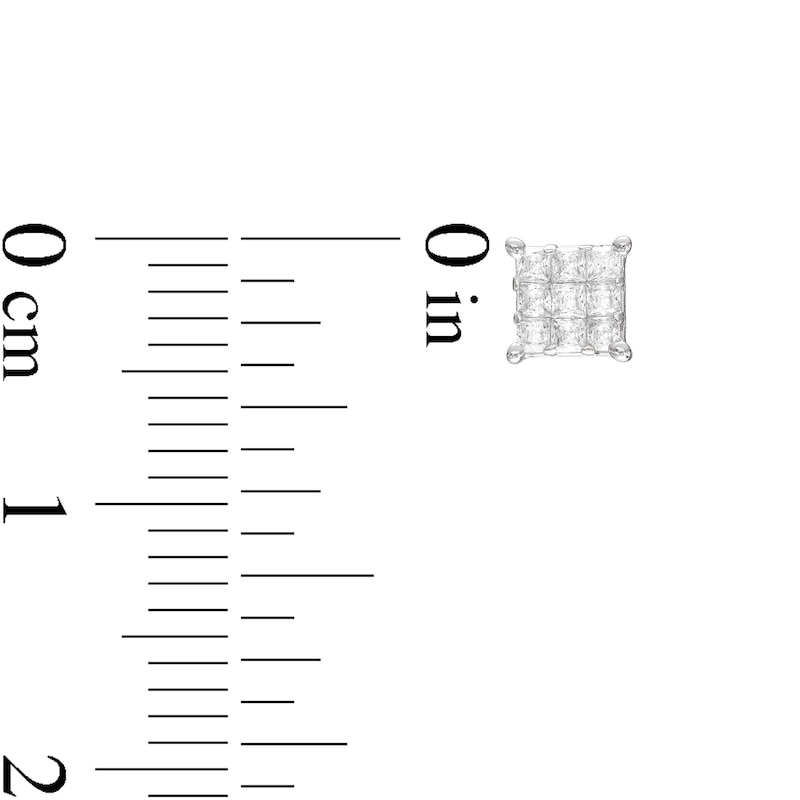 Previously Owned Multi-Diamond Stud Earrings 1/2 ct tw Princess-cut 10K White Gold