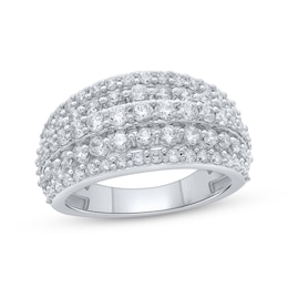 Previously Owned Round-Cut Diamond Five-Row Anniversary Band 2 ct tw 10K White Gold