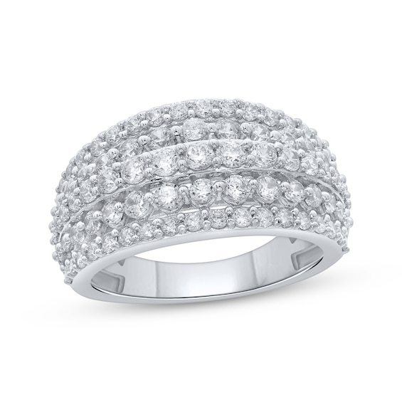 Previously Owned Round-Cut Diamond Five-Row Anniversary Band 2 ct tw 10K White Gold